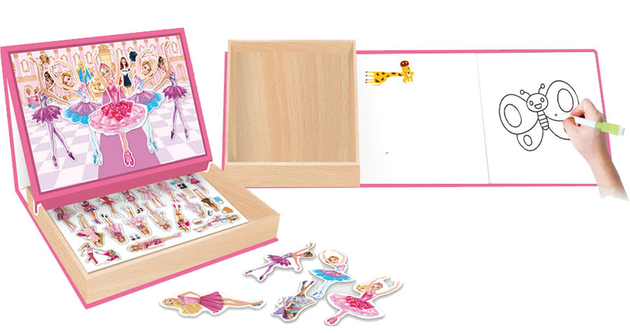 Tablica 2w1 magnetyczna, drewniana - zestaw edukacyjny z puzzlami magnetycznymi, pisak w zestawie Moda Ksiązniczki Tablica 2w1 magnetyczna, drewniana - zestaw edukacyjny z puzzlami magnetycznymi, pisak w zestawie Moda Ksiązniczki