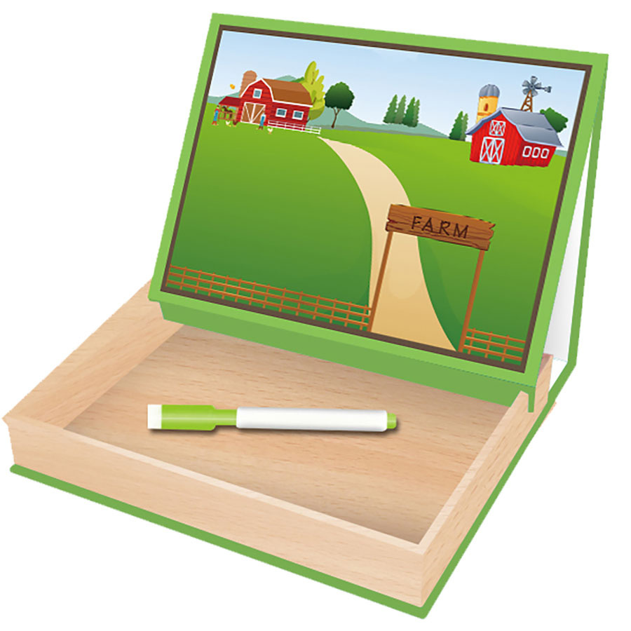 Tablica 2w1 magnetyczna, drewniana - zestaw edukacyjny z puzzlami magnetycznymi farma, zwierzęta, pisak w zestawie Tablica 2w1 magnetyczna, drewniana - zestaw edukacyjny z puzzlami magnetycznymi farma, zwierzęta, pisak w zestawie