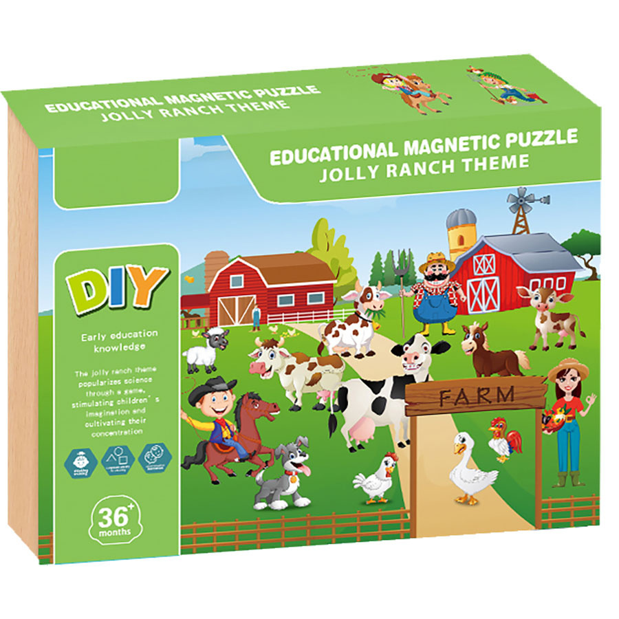 Tablica 2w1 magnetyczna, drewniana - zestaw edukacyjny z puzzlami magnetycznymi farma, zwierzęta, pisak w zestawie Tablica 2w1 magnetyczna, drewniana - zestaw edukacyjny z puzzlami magnetycznymi farma, zwierzęta, pisak w zestawie