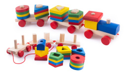 Pociąg dewniany zabawka dla mauszka sorter dopasowywanie kształtów