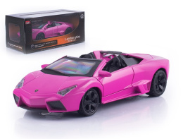 Samochód, autko metalowe - model Lamborghini realne odwzorowanie w kolorze różowym