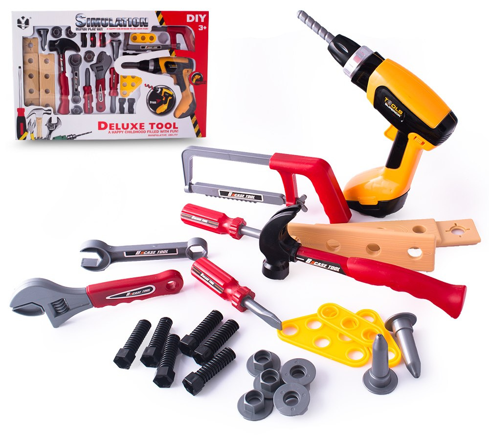 Zestaw narzędzi, stół z narzędziami zabawka