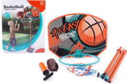 Zestaw do koszykówki tarcza z obręczą i siatką mocowana na stojaku z podstawą + piłka z pompką w zestawie