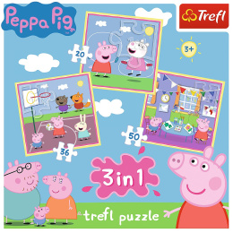 Puzzle 3w1 Świnka Peppa