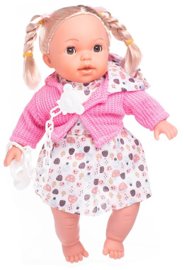 Lalka dla dziewczynek - miękka laleczka w uroczej sukience mówi i zamyka oczka