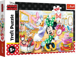 Trefl Puzzle 100 el. | Minnie w salonie kosmetycznym, puzzle z motywem bajki Minnie Mouse