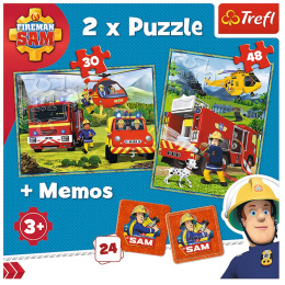 Trefl Puzzle 2w1 | Strażacy w akcji + memos, puzzle z motywem bajkowym