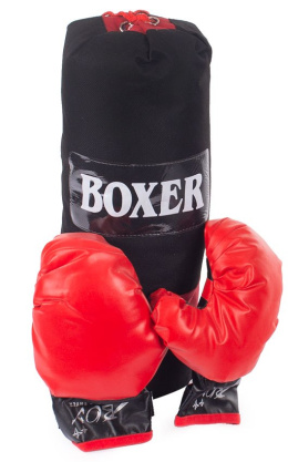 Zestaw bokserski dla chłopca, worek treningowy i rękawiczki w zestawie