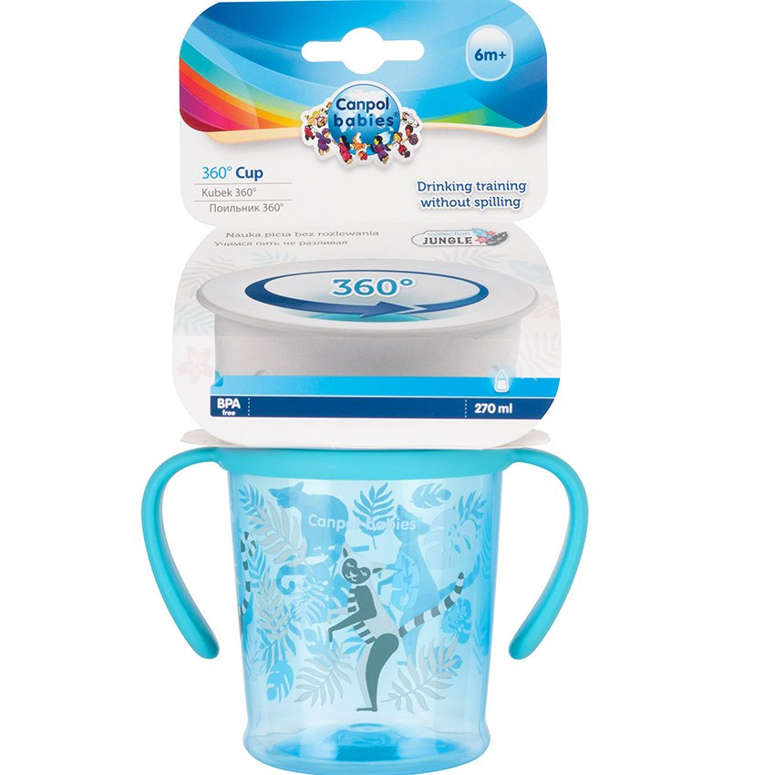 Canpol babies Kubek 360, 270ml JUNGLE turkusowy Canpol babies Kubek 360, 270ml JUNGLE turkusowy