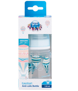 Canpol babies butelka szeroka antykolkowa 120ml PP EasyStart IN THE CLOUDS niebieska