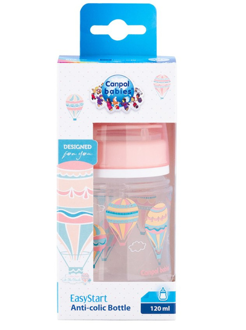 Canpol babies butelka szeroka antykolkowa 120ml PP EasyStart IN THE CLOUDS różowa Canpol babies butelka szeroka antykolkowa 120ml PP EasyStart IN THE CLOUDS różowa