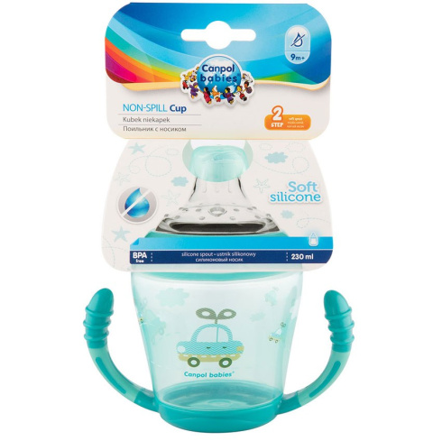 Canpol babies kubek niekapek miękki silikonowy ustnik 230ml TOYS turkusowy Canpol babies kubek niekapek miękki silikonowy ustnik 230ml TOYS turkusowy