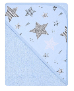 Ręcznik z kapturkiem, okrycie kąpielowe dla dziecka 80x80 cm bawełna wzór NIEBIESKI gwiazdki