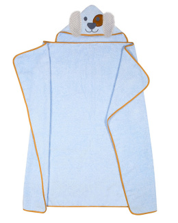 Ręcznik z kapturkiem, okrycie kąpielowe dla dziecka Animal 120x100 cm niebieski PIESEK