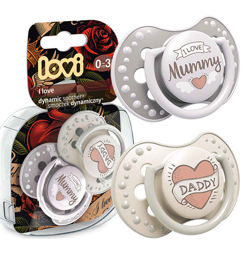 Smoczek uspokajający dla dziecka LOVI 0-3 m I love 2 szt. Smoczek uspokajający dla dziecka LOVI 0-3 m I love 2 szt.