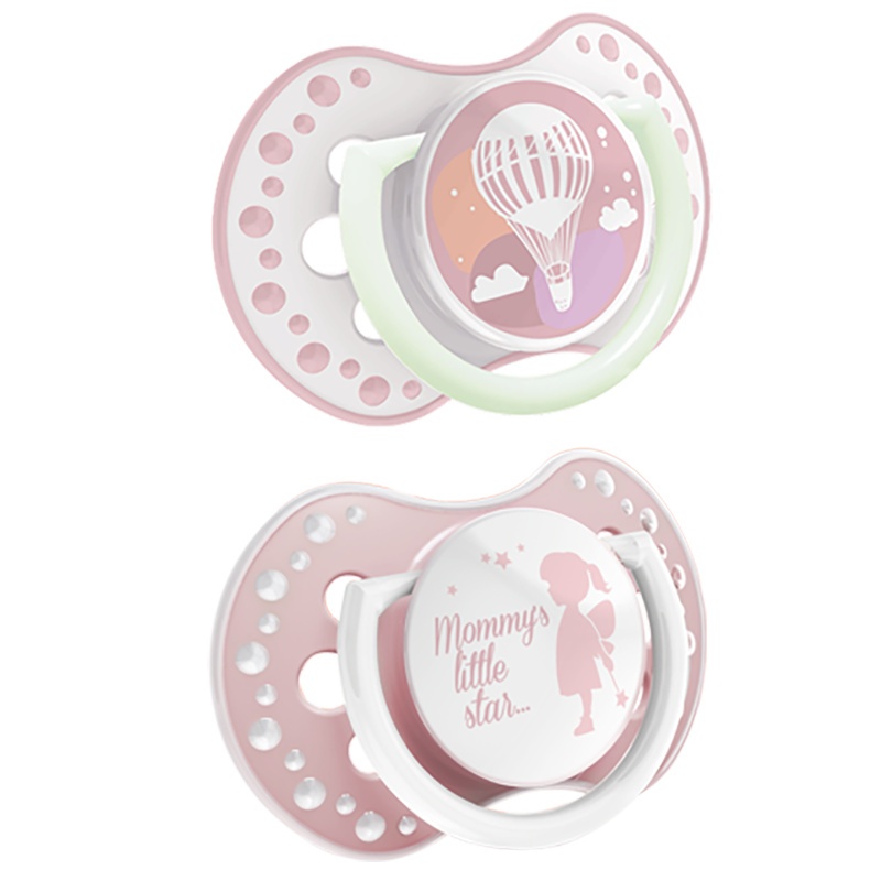 Smoczek uspokajający dla dziecka LOVI 3-6 m Pride&Joy Girl świecący w ciemności Smoczek uspokajający dla dziecka LOVI 3-6 m Pride&Joy Girl świecący w ciemności