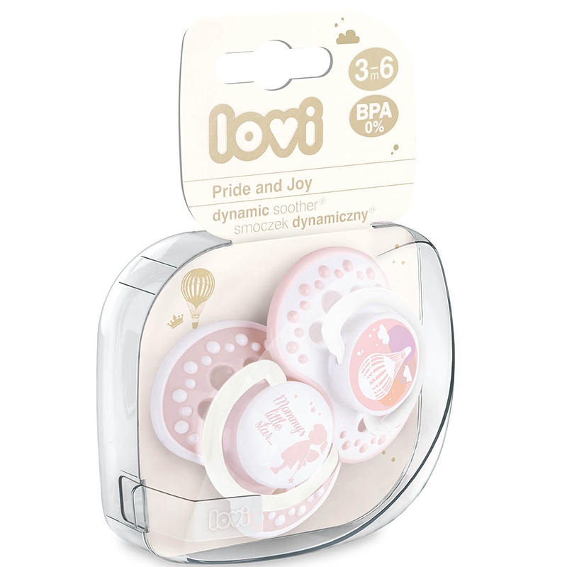 Smoczek uspokajający dla dziecka LOVI 3-6 m Pride&Joy Girl świecący w ciemności Smoczek uspokajający dla dziecka LOVI 3-6 m Pride&Joy Girl świecący w ciemności