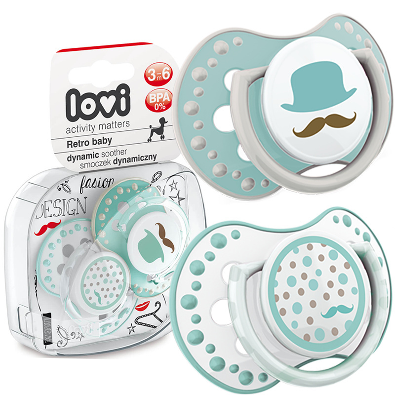 Smoczek uspokajający dla dziecka LOVI 3-6 m Retro Boy 2 szt. Smoczek uspokajający dla dziecka LOVI 3-6 m Retro Boy 2 szt.