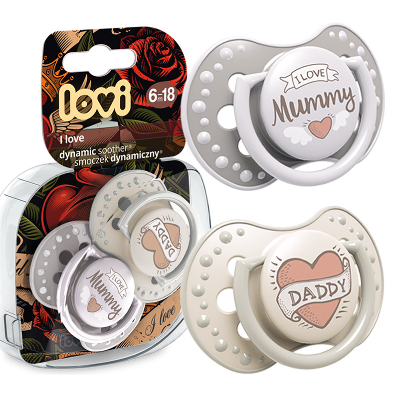Smoczek uspokajający dla dziecka LOVI 6-18 m+ I love 2 szt. Smoczek uspokajający dla dziecka LOVI 6-18 m+ I love 2 szt.