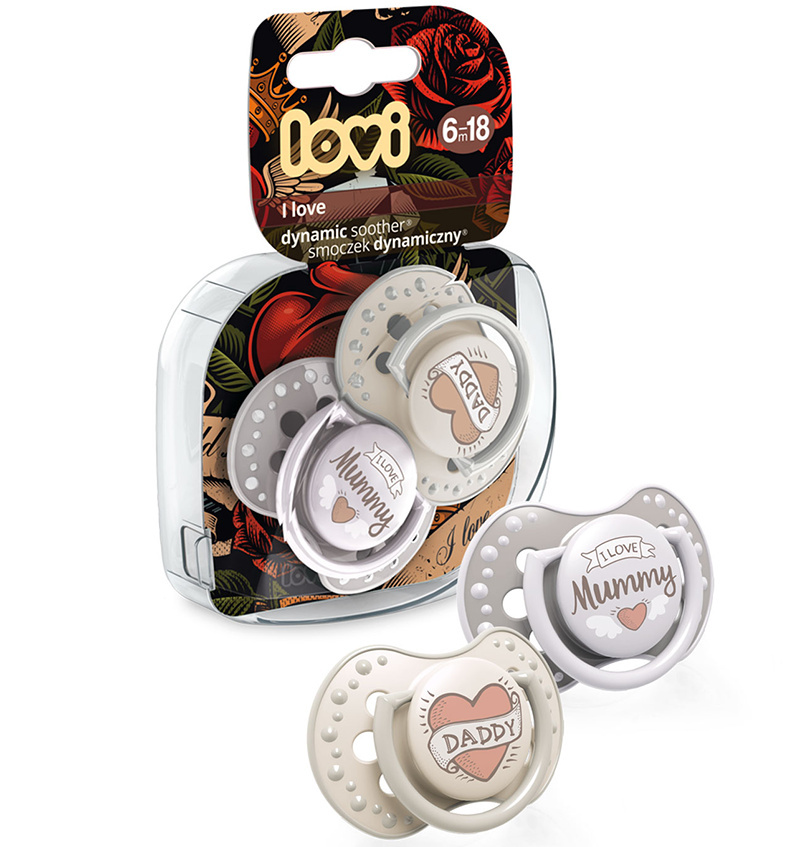 Smoczek uspokajający dla dziecka LOVI 6-18 m+ I love 2 szt. Smoczek uspokajający dla dziecka LOVI 6-18 m+ I love 2 szt.