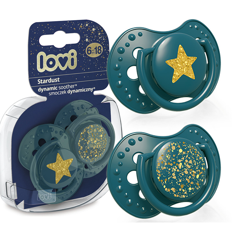 Smoczek uspokajający dla dziecka LOVI 6-18 m+ Stardust Green 2 szt. Smoczek uspokajający dla dziecka LOVI 6-18 m+ Stardust Green 2 szt.