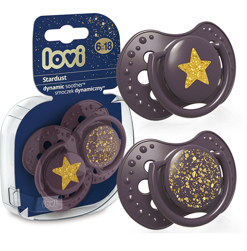 Smoczek uspokajający dla dziecka LOVI 6-18 m+ Stardust Violet 2 szt. Smoczek uspokajający dla dziecka LOVI 6-18 m+ Stardust Violet 2 szt.