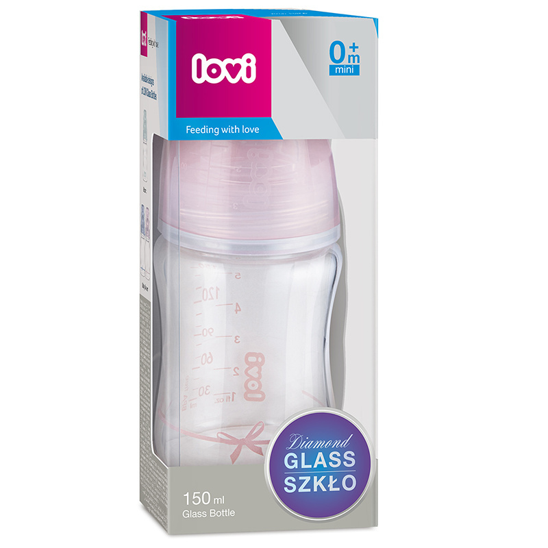 LOVI BUTELKA SZKLANA DIAMOND GLASS 150ML 0m+ LOVI BUTELKA SZKLANA DIAMOND GLASS 150ML 0m+