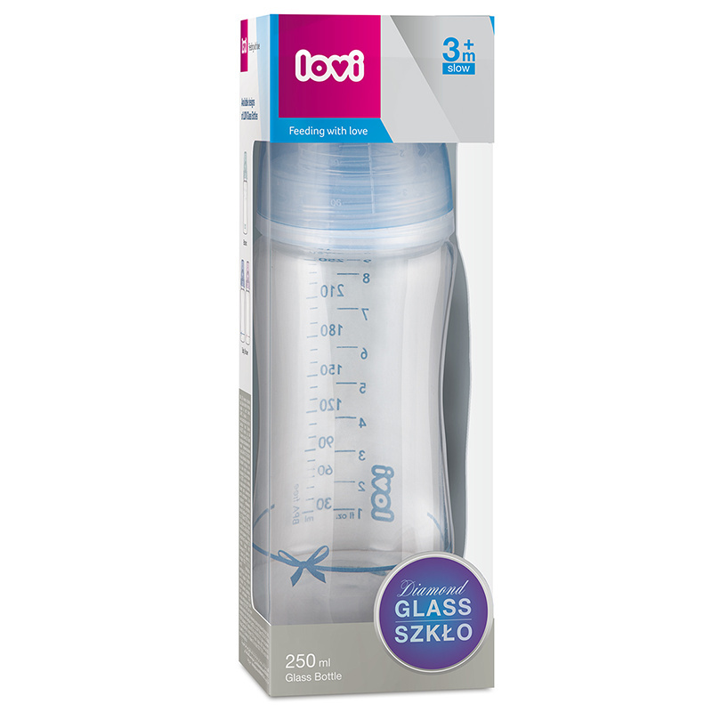 LOVI BUTELKA SZKLANA DIAMOND GLASS 250ML 3m+ LOVI BUTELKA SZKLANA DIAMOND GLASS 250ML 3m+