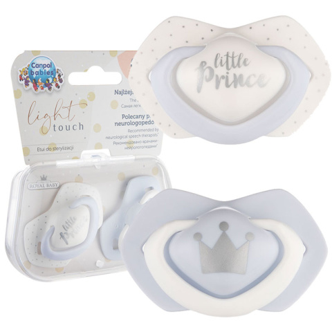 CANPOL Smoczek uspokajający silikonowy 0-6 m symetryczny ROYAL BABY 2szt. BLUE CANPOL Smoczek uspokajający silikonowy 0-6 m symetryczny ROYAL BABY 2szt. BLUE
