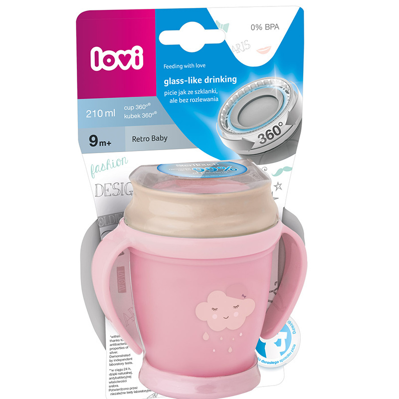 LOVI kubek niekapek 360 mini 210 ml 9+ RETRO GIRL RÓŻOWY LOVI kubek niekapek 360 mini 210 ml 9+ RETRO GIRL RÓŻOWY