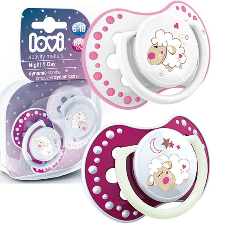 Smoczek uspokajający dla dziecka LOVI 6-18 m+ Night&Day Girl L Smoczek uspokajający dla dziecka LOVI 6-18 m+ Night&Day Girl L