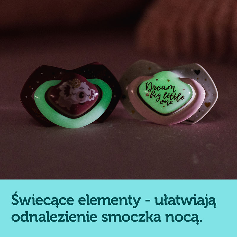 Smoczek dla dziecka świecący w ciemności